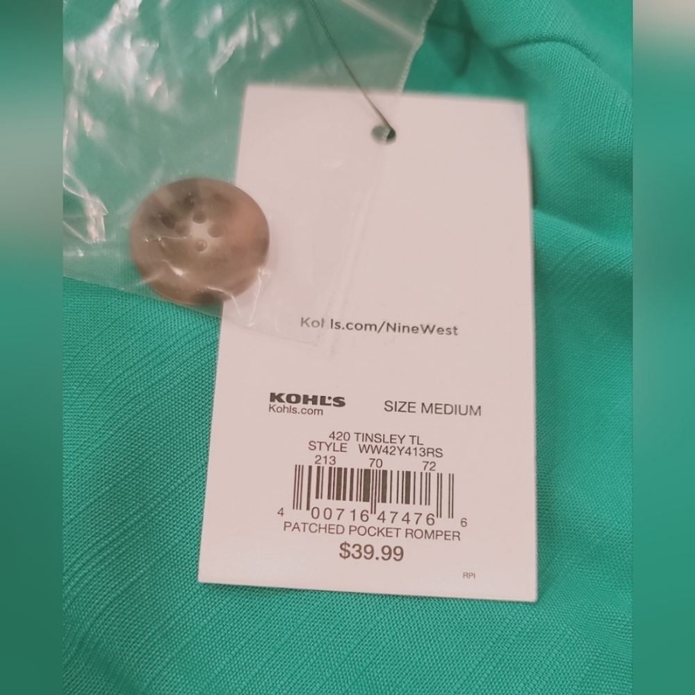 Nine West Teal Button Romper - Size Medium - Picture 13 of 17